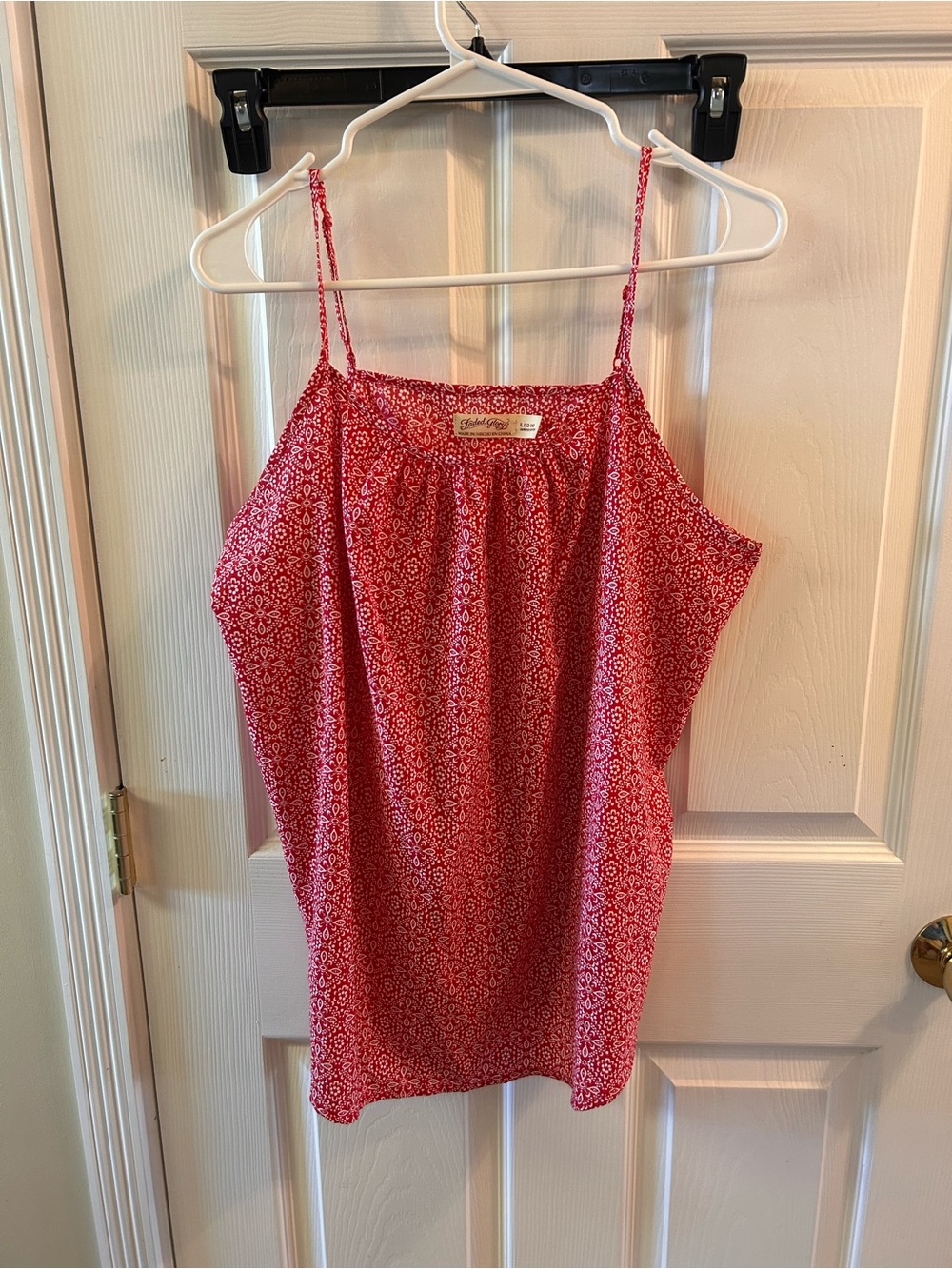 Faded Glory Pink Red Patterned Spaghetti Strap Cami